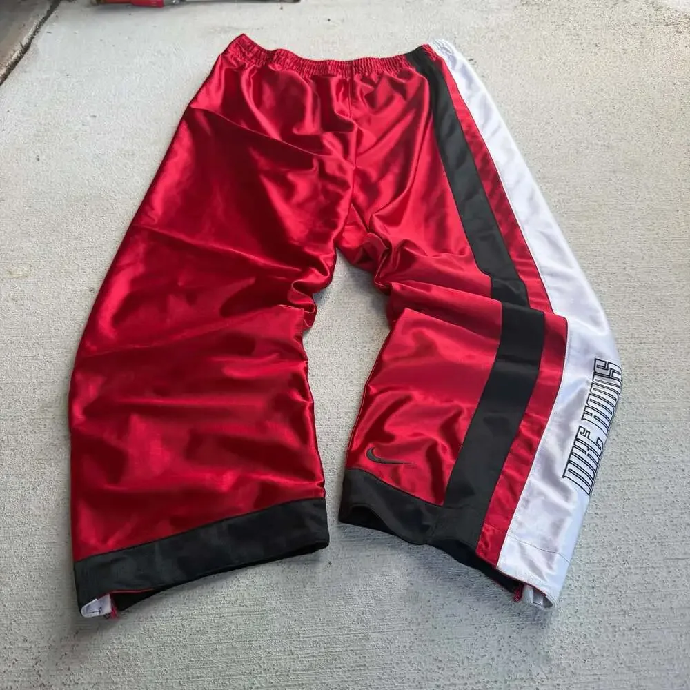 Nike Hoops Vintage Tear-Away Basketball Warm-Up Pants Red and Black
